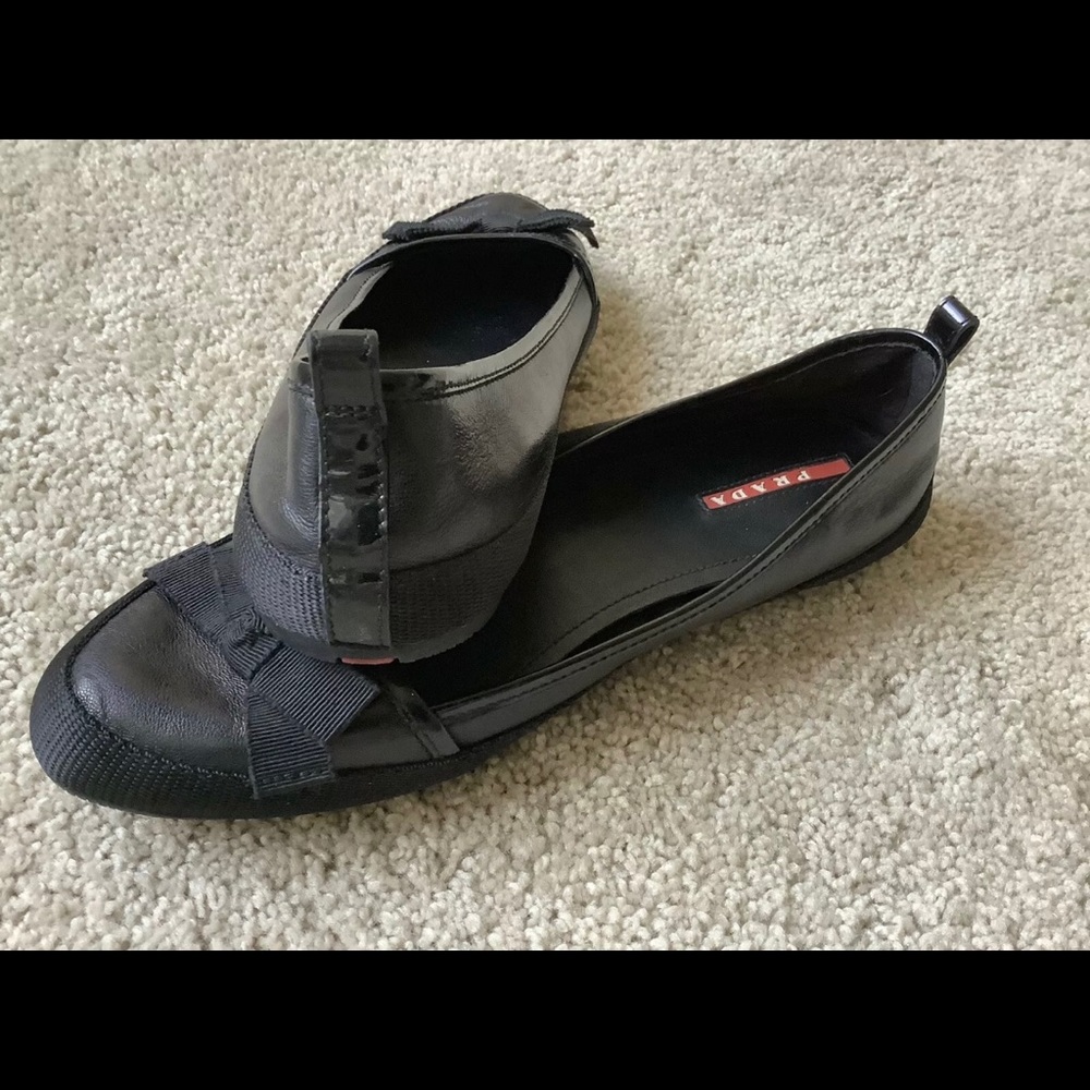 Prada Black Bow Ballet Flats - Picture 6 of 7